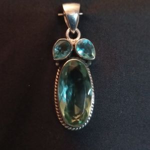 Genuine Paraiba Apatite/Blue Topaz Pendant